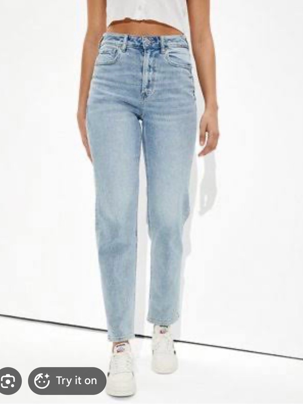American Eagle Outfitters Light Blue High-Rise Straight Jeans